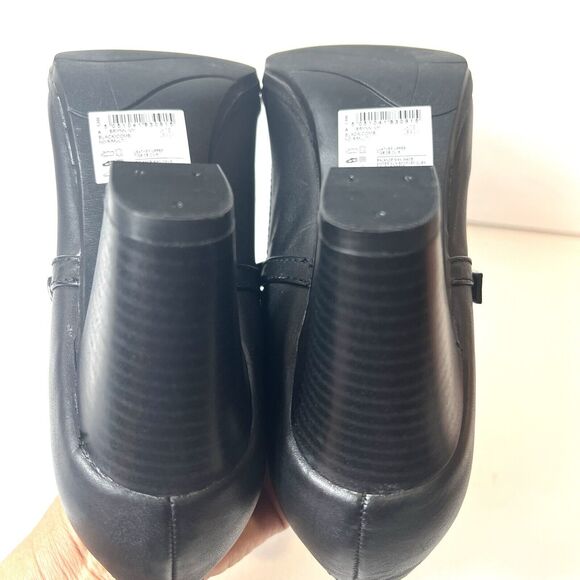 Clarks Womens 9.5W Classic Mary Jane Pump Black Leather Heel Comfort Casual Shoe - Picture 8 of 11